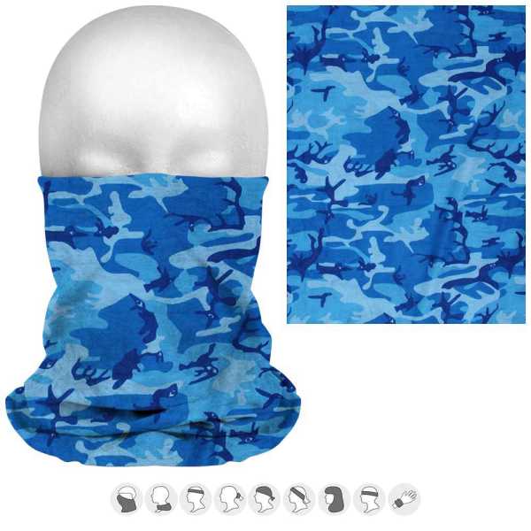 Halstuch Multifunktionstuch - 9in1 - Mehrzweckschal Camouflage blau