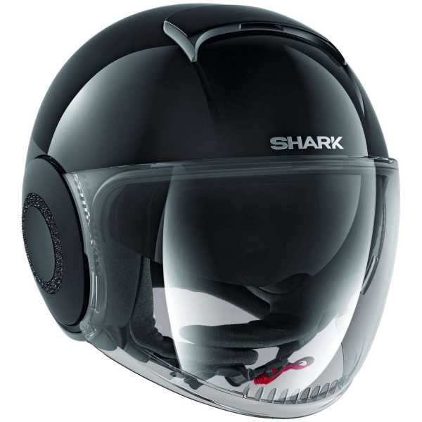 Shark Nano CRYSTAL mit Kristallen von Swarovski® Dual Black Jethelm schwarz-matt-schwarz
