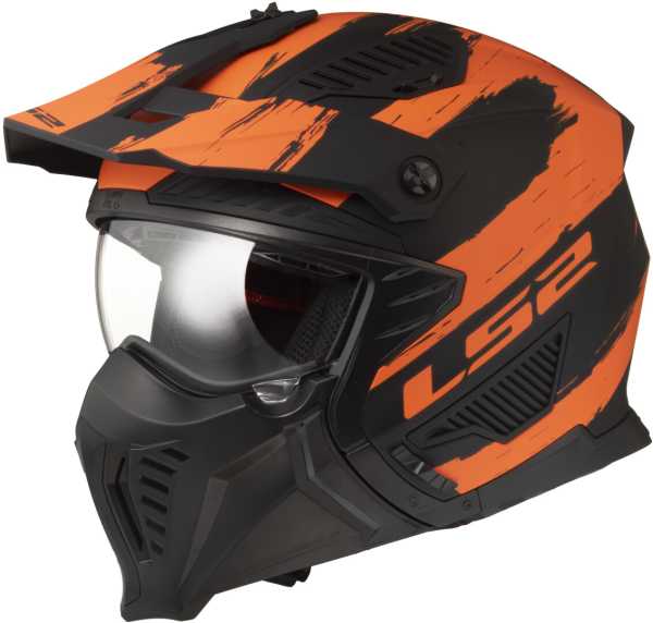 LS2 Drifter OF606 Mud Helm matt-schwarz-orange
