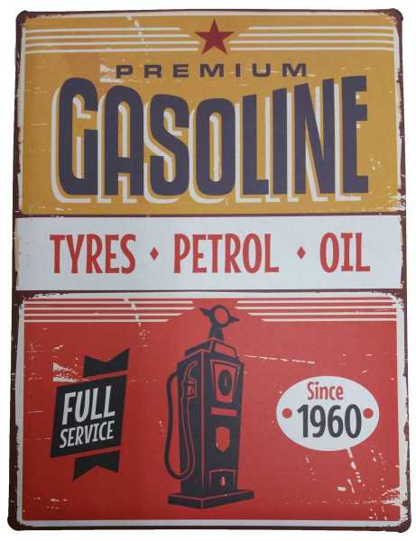 Metallschild Premium Gasoline