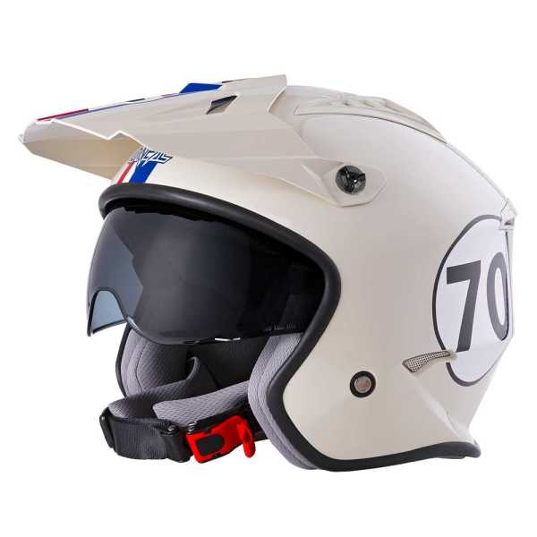 Oneal Volt Herbie Trial Helm beige-rot-blau Sonnenblende