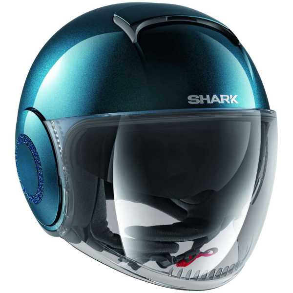 Shark Nano CRYSTAL mit Kristallen von Swarovski® Jethelm dunkelpetrol-metalic